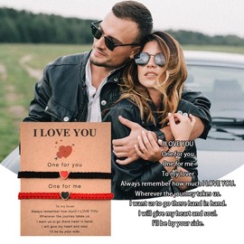 Couple Gifts for Him and Her Bracelets Anniversary Christmas Engagement Gifts for Wife Husband Romantic I Love You Gifts for Girlfriend Boyfriend Fiance Matching Heart Bracelets for Couples Wedding