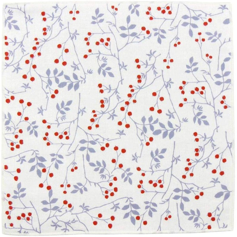 濱 Pattern Japanese taoru semiuxossyu Red Berries Gray