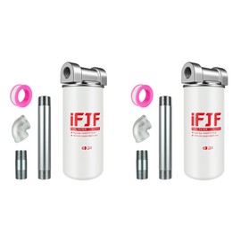 iFJF 1200KTF7018 Fuel Filter Spin-on Particulate Replacement for Transfer Pump FR112 FR1210G FR610G 18 GPM 3/4" with 1200KTG9075 Filter Head and 3/4” ST Elbow and 3/4 x 7” Nipple 2 Packs