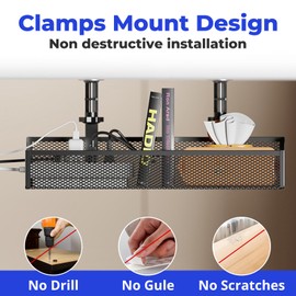 COCIVIVRE Cable Management Tray Black Under Desk 2 Pack 15.7" Cable Management Kit No Drill Cable Management Box Cord Organizer for Desk Wire Management Cable Basket for Home Office with Accessories