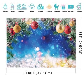 AIIKES 10x8FT Christmas Backdrops for Photography Winter Snowflake Christmas Balls Photography Backdrop Kids Baby Birthday Backdrops Xmas Holiday Party Decoration Photo Studio Props 11-735