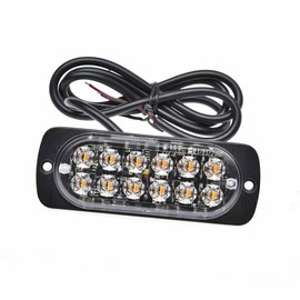 4PCS 12 Strobe LED Amber Hazard Beacon Emergency Flashing Side Marker Light Bars Warning Signal Towing Truck Flashing Lamp