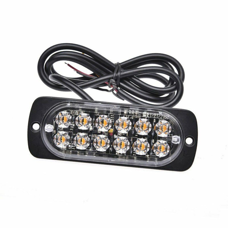 4PCS 12 Strobe LED Amber Hazard Beacon Emergency Flashing Side