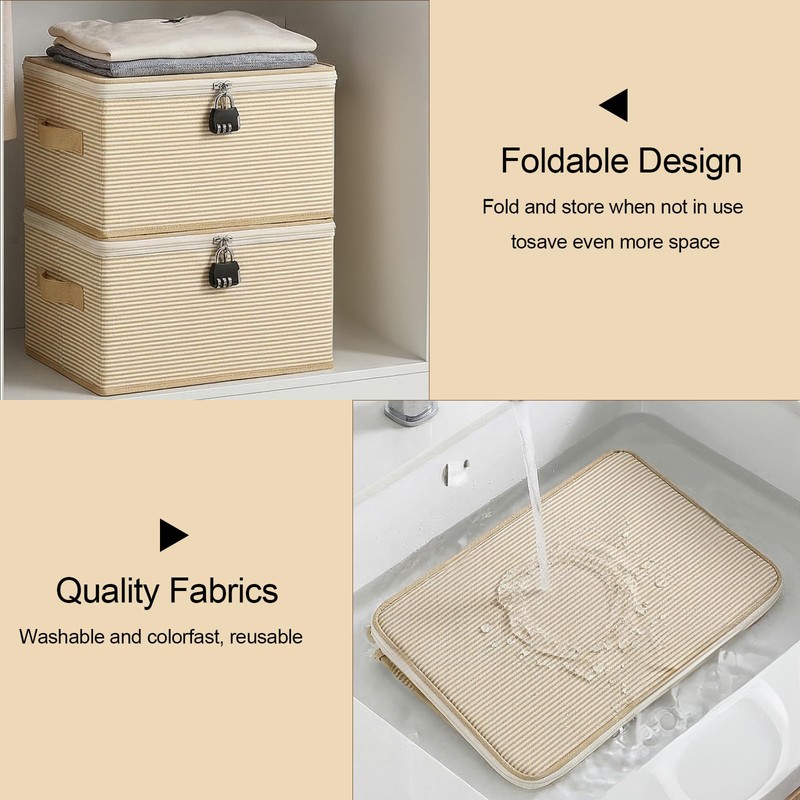 2 Pack Discreet Lockable Storage Organizer with Combination Locks, 15