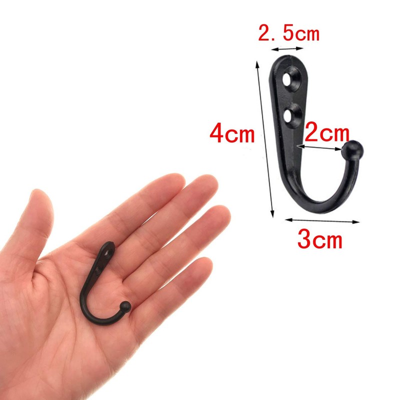 JZK 30 x Black Metal Wall Hooks with Screws Coat