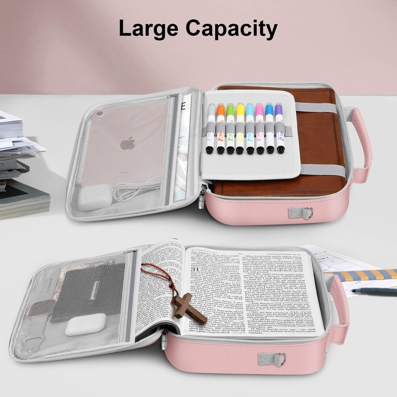 FINPAC Large Bible Cover w/Shoulder Strap, Carrying Book Case Church