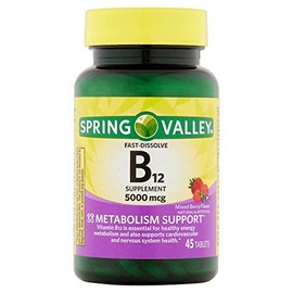 Spring Valley B12 5000 mcg 45 tablets, Mixed Berry Flavor