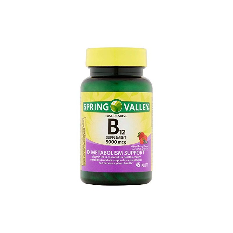 Spring Valley B12 5000 mcg 45 tablets, Mixed Berry Flavor