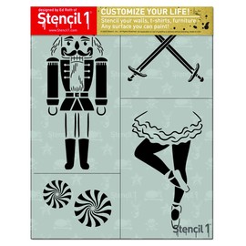 Stencil1 Nutcracker 4 Pack Set Stencil – Reusable Winter Christmas Template for DIY Crafts, Holiday Decor, Painting on Wood, Fabric, Cards & More - 8.5" x 11"