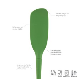 Tovolo Flex-Core All-Silicone Flexible Edge Blender Spatula With Extra-Long Handle, Angled Head Reaches Below Blades, Silicone Spatula for Smoothies & Blended Cocktails