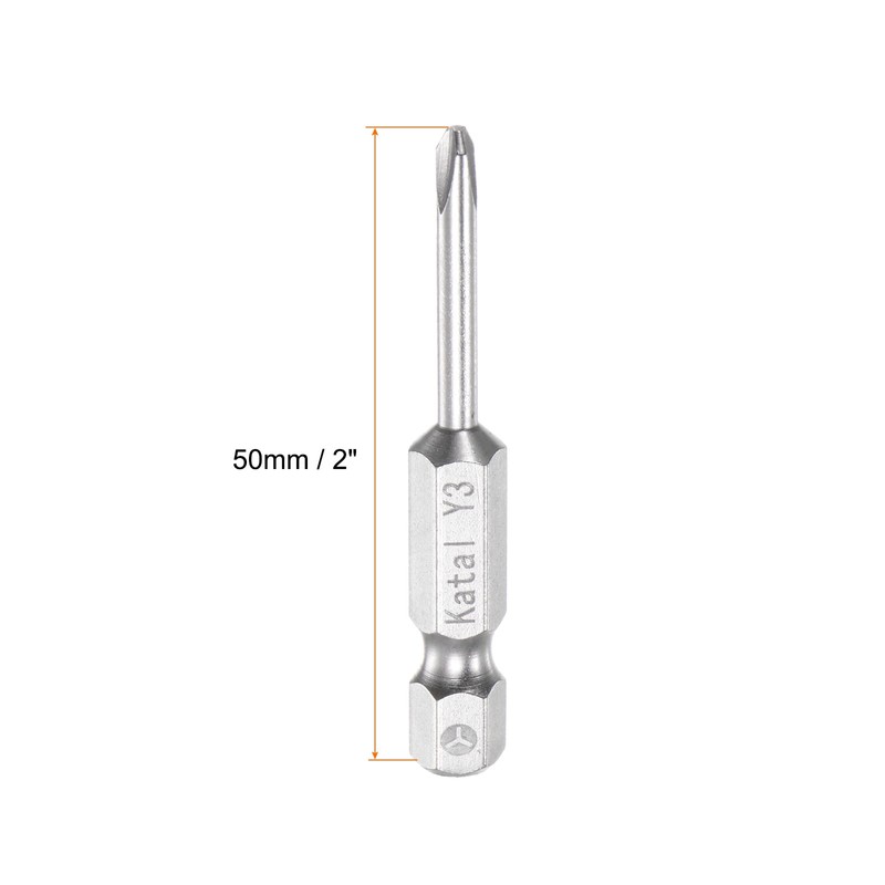 sourcing map Y3 Tri-Point Screwdriver Bit 1/4" Hex Shank 2"
