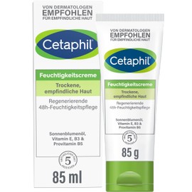 Cetaphil Moisturising Cream 85 ml for Dry, Sensitive Skin, Intensively Moisturises 48 Hours and Strengthens Resistance, With Vitamin B3, Provitamin B5, Sunflower Oil, Almond Oil, Glycerine