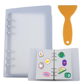 A6 transparent sticker book, scrapbook, ring binder, transparent, collecting plastic spatula, sticker scrapbook with scratcher activity sticker labels