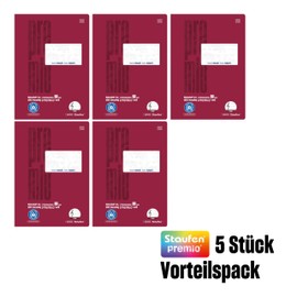Staufen Premio Music Book - 5 Notebooks 8 Sheets Each DIN A4, 12 Music Systems, Premium White 90 g/m² Recycled Paper, Round Corners Prevent "Donkey Ears"