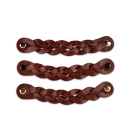 Brute Strength - Leather Handles for Furniture - Braided - Cognac - Pack of 12 - 16.5 x 2.5 cm - Cabinet Handle, Door Handle for Kitchen, Bathroom, Cabinets, Dresser, Wood