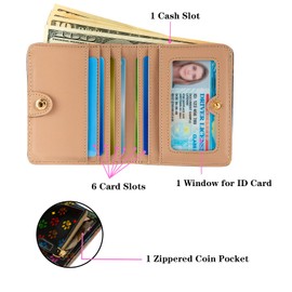ANNAMISSI Wallet Women Small Cute,Slim Bifold Credit Card Holder, Compact RFID Blocking Cash Wallet,Billfolds Thin Leather Zipper Pocket,Mini Wallet for Ladies Teen Girls Travel, Strawberries,