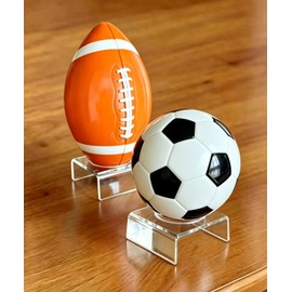 loyajun Clear Acrylic Football Stand, 2 Pack Display Holder for Basketball, Volleyball, Soccer Ball and Other Sports Memorabilia