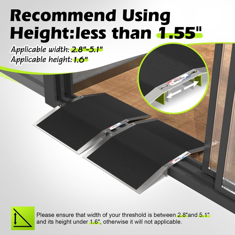 2-Piece Bridge Threshold Ramps for Doorways, 12x17 in, 1.6 in