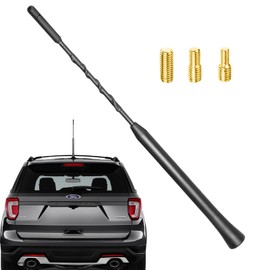 1 Pcs Universal Car Aerial Replacement, AM FM Roof Mount Car Radio Antenna Mast, Flexible Rubber Antennae with M4 M5 M6 Threaded (9 inch Long)