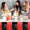 3 Pack Black and Red Tinsel Table Skirts