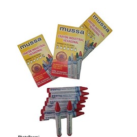 CRAYÓN INDUSTRIAL HEXAGOAL MUSSA CON 10 CRAYONES DE COLOR ROJO (PARA MARCAR: MADERA, CONCRETO, PAPEL, CARTON Y OTRAS SUPERFICIES)