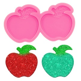 Molde de resina de silicona de Apple con 2 cavidades en forma de manzana, molde de fundición de resina expoy para hacer joyas y colgantes, agarre de teléfono y llavero molde de resina para manualidades