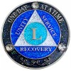 AA 50 Year Crystals & Glitter Medallion, Silver, Blue Color