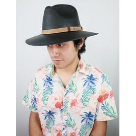 FABELLINO Sombrero Unisex Indiana Lona Mixta Hecho en México Elegante (Negro, Grande)