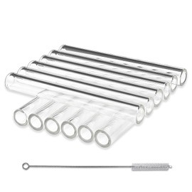 Gtysmox 12 Pcs 4 Inches 12mm Diameter 2mm Thickness Clear Glass Tubing, Borosilicate Glass Tubes with 1 Cleaning Brush for DIY Making Glass Crafts