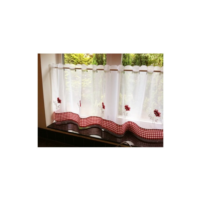 Tony's Textiles Poppies Cafe Panel, White, 59" Wide x 24"