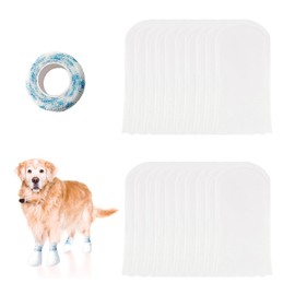 20Pcs fKiZanthene Pet Socks with1 Pcs Bandage Dog Bandages, Disposable Dog Paw Protectors, Injury Relief & Licking Prevention, All-Weather Booties for Indoor/Outdoor Walks