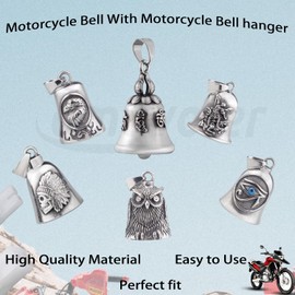 amavoler Motorcycle Bell With Motorcycle Bell hanger- bells accessory or key chain for luck on your journey. (Indian skull)