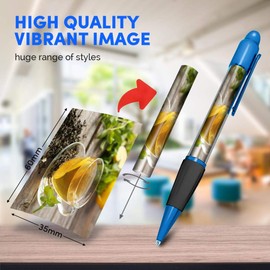 1 x Blue Ballpoint Pen (Black Ink) - Green Tea Cup Healthy Organic #21658
