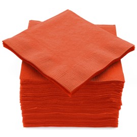 100 Pack Orange Beverage Napkins, Big Party Pack, 2 Ply, Ideal for Wedding, Party, Birthday, Dinner, Lunch, Cocktails. (5” x 5”) by Amcrate