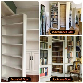 Aglehome Pivot Hinge, Heavy Duty Pivot Door Hardware for Hidden Door Bookcase Hidden Door Hinge for Wood Secret Door 180 Degree Rotation Stainless Steel Invisible Pivot Hinge System - (L Shape, Black)