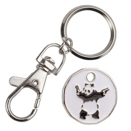 Harts Banksy Panda with guns urban art Trolley locker Token Keyring New shape,12 sided x 1 unit