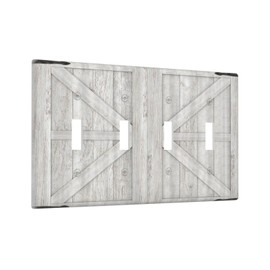 Spshian Decorative Switch Plate Covers Rustic Wooden White Barn Doors 4 Gang Wall Plate Light Switch Cover Plate Quad Toggle Jumbo Electrical Faceplate for Kitchen Farmhouse Bedroom Home Decor