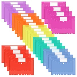 Gemtte Document Wallet A4 for Filing, Pack of 28 Document Folders, A4, 7 Colours, A4 Multicoloured Document Bag with 11 Hole Edge, Label Bag for Documents Organising