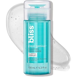 Bliss Clear Genius Clarifying Toner + Serum - 4.3 Fl Oz - Purifies Pores, Tones, Calms & Clears Skin - Salicylic Acid, Niacinamide & Witch Hazel - Clean Paraben Free - Vegan & Cruelty-Free