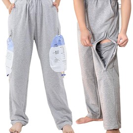 AUSTYLCO Urine Bag Holder Pants with Zippered Pockets,Incontinence Catheter Pants,Urine Bag Holder Trousers for Nephropathy Nephrostomy,Cystostomy,Eelderly