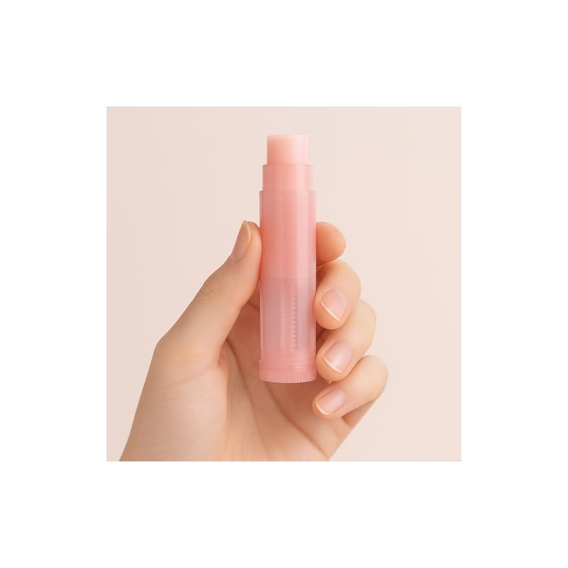 50 tubos de bálsamo labial vacíos de plástico rosa recargables