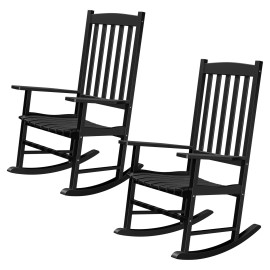 SEGAWE 2PCS Outdoor Rocking Chair High Back Porch Rocker Chair All Weather Resistant