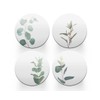 4 x Round Sage Green Coasters - Leaves Leaf Pattern