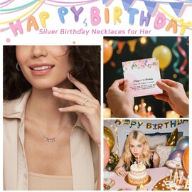 Senteria Sterling Silver Necklace for Women 30Th Birthday Gifts Necklace Adjustable Silver Necklaces with 3 Rings Presents for Birthday Mom Grandma Friends Jewelry