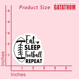 (3PCS) Football Stickers – Eat Sleep Football Repeat Sticker, Waterproof Vinyl Decals for Laptop, Tumbler, Water Bottle, Scrapbook, Phone – for Boys, Girls, Fans, 3" x 3 "