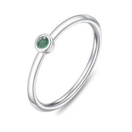 TOSGMY Birthstone Rings for Women Non Tarnish 14K Gold Plated Sterling Silver Stackable Birthday Gifts for Mom Dainty Emerald Green Blue CZ Gemstone Ring for Mothers Daughter Bridesmaid Gifts Jewelry