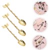 Fokmuaex 3-Piece Retro Forest Style Gold Parfait and Coffee Spoons