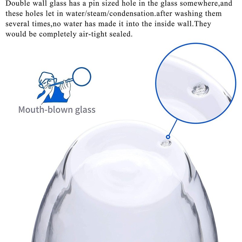 Wells 4-Pack 12 Oz Double Walled Glass Coffee Mugs with