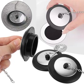 Rubber Bathtub Drain Stopper for Water Retention – Hanging Chain Plug for Bathroom Tub Drain Openings