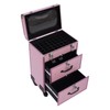 3 Layer Makeup Case, Professional Rolling Makeup Case with Locks,